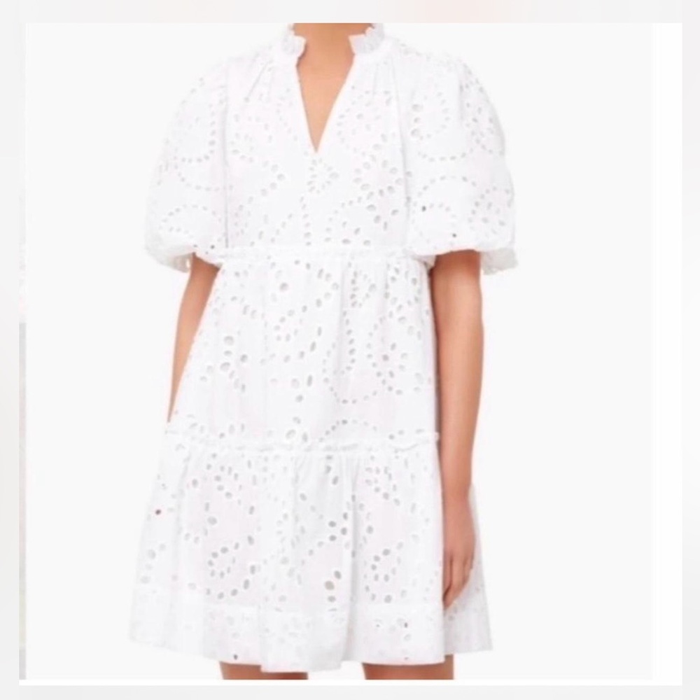 Tuckernuck White Eyelet Midi Dress with Puff Sleeves
